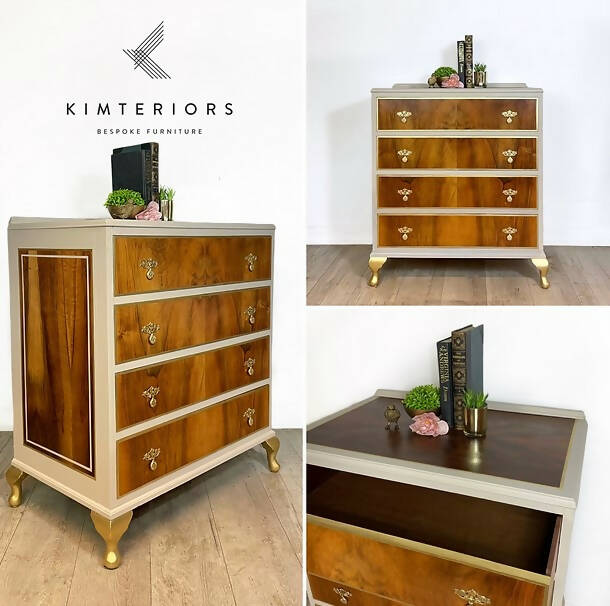 Neutral and Gold Chest of Drawers