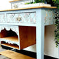 Hand Carved Blue Hall Table With Mirror