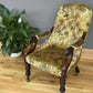 Victorian mid 19th century rosewood and buttoned antique nursing side chair- new traditional upholstery
