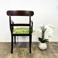 Antique Regency Mahogany Scroll Arm Desk Chair with Green Velvet Seating