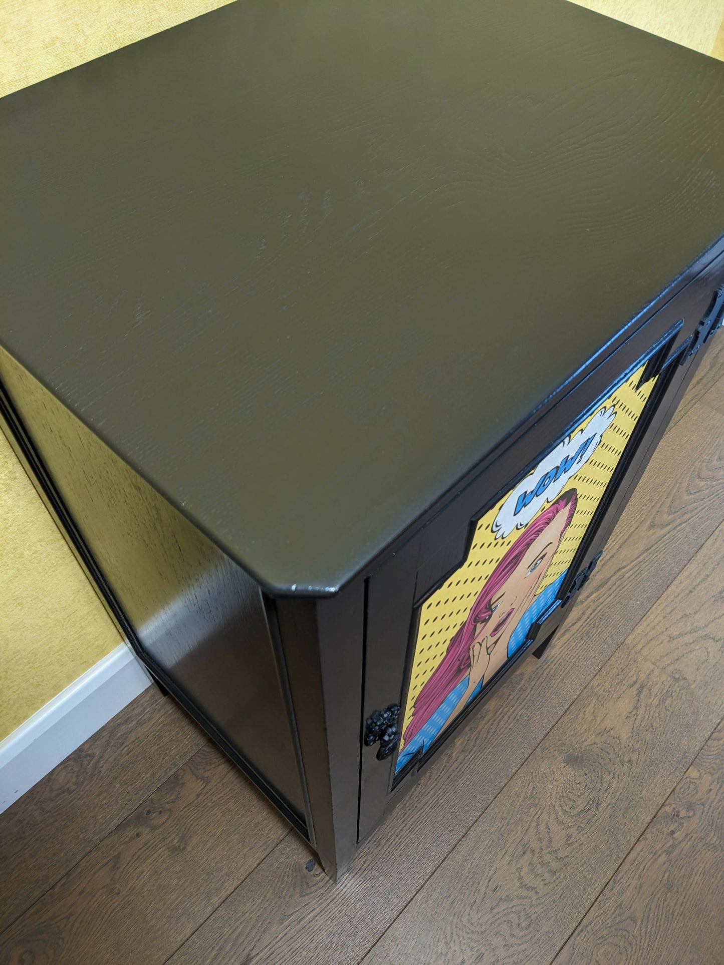 Vintage cupboard upcycled in pop art style.