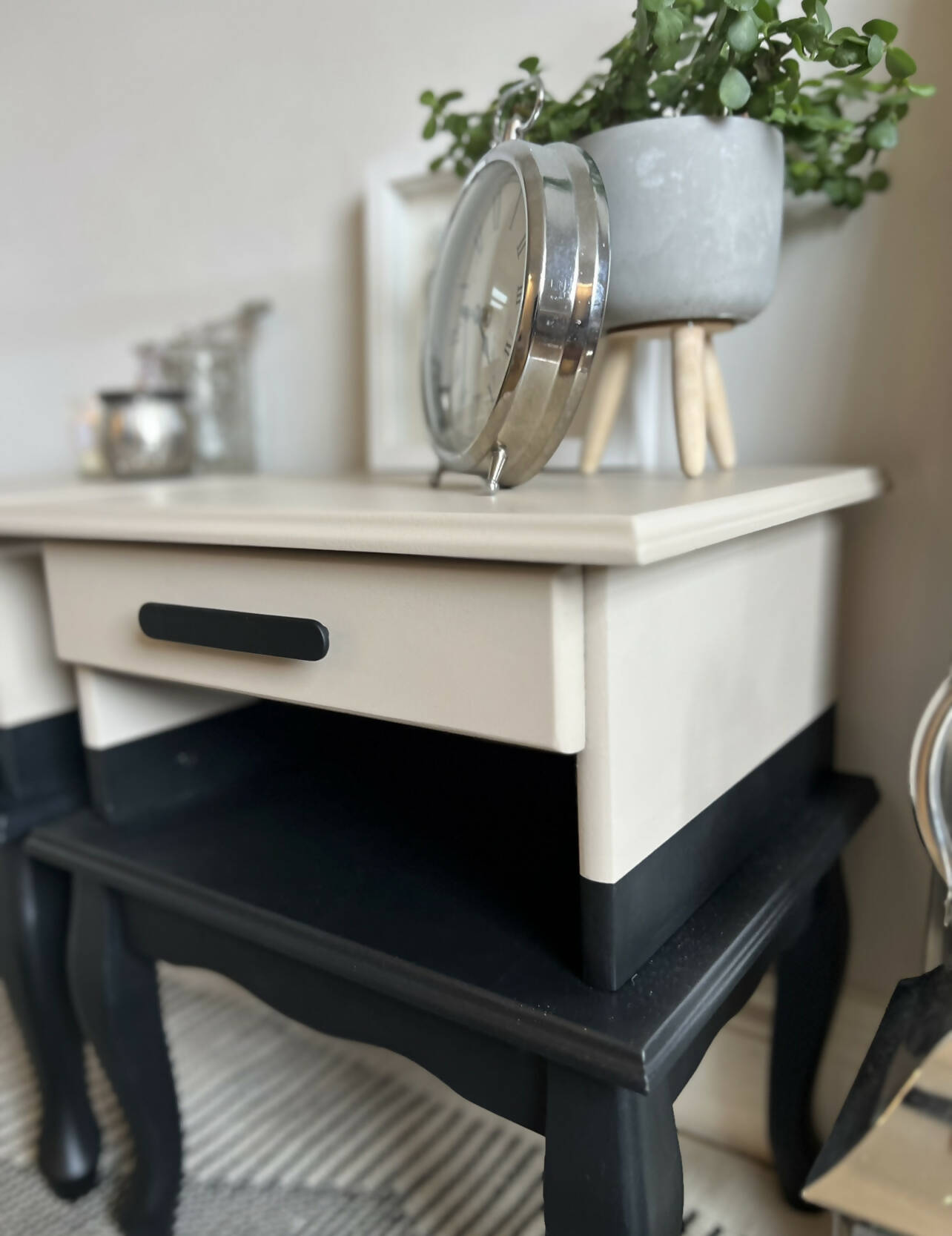 Black and Taupe Bedside Tables Nightstands Dipped Design