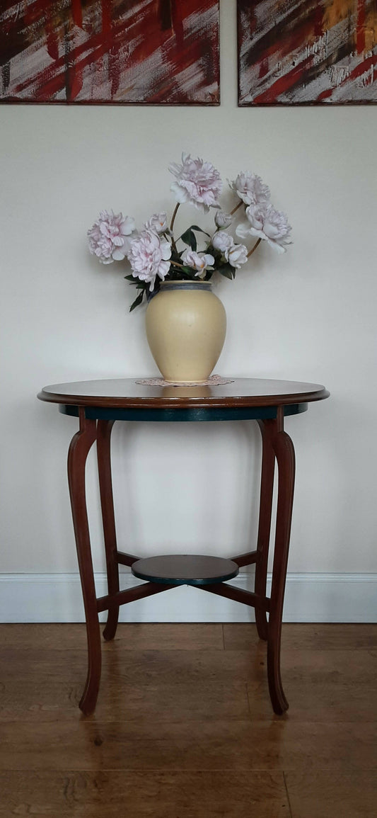 Two Tier Oval Mid Century Mahogany Hall Occasional Table