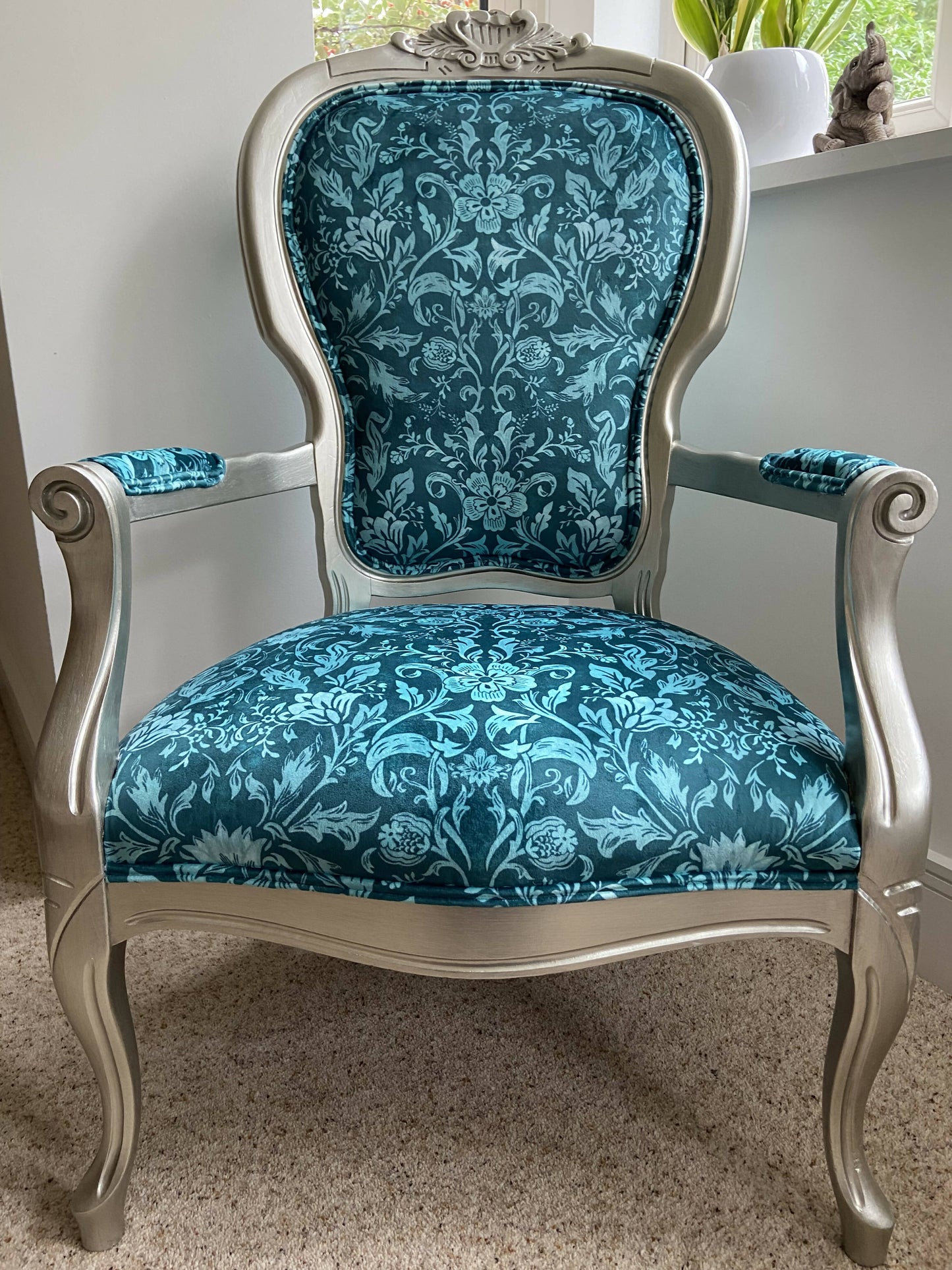 Vintage Blue Carved Chair