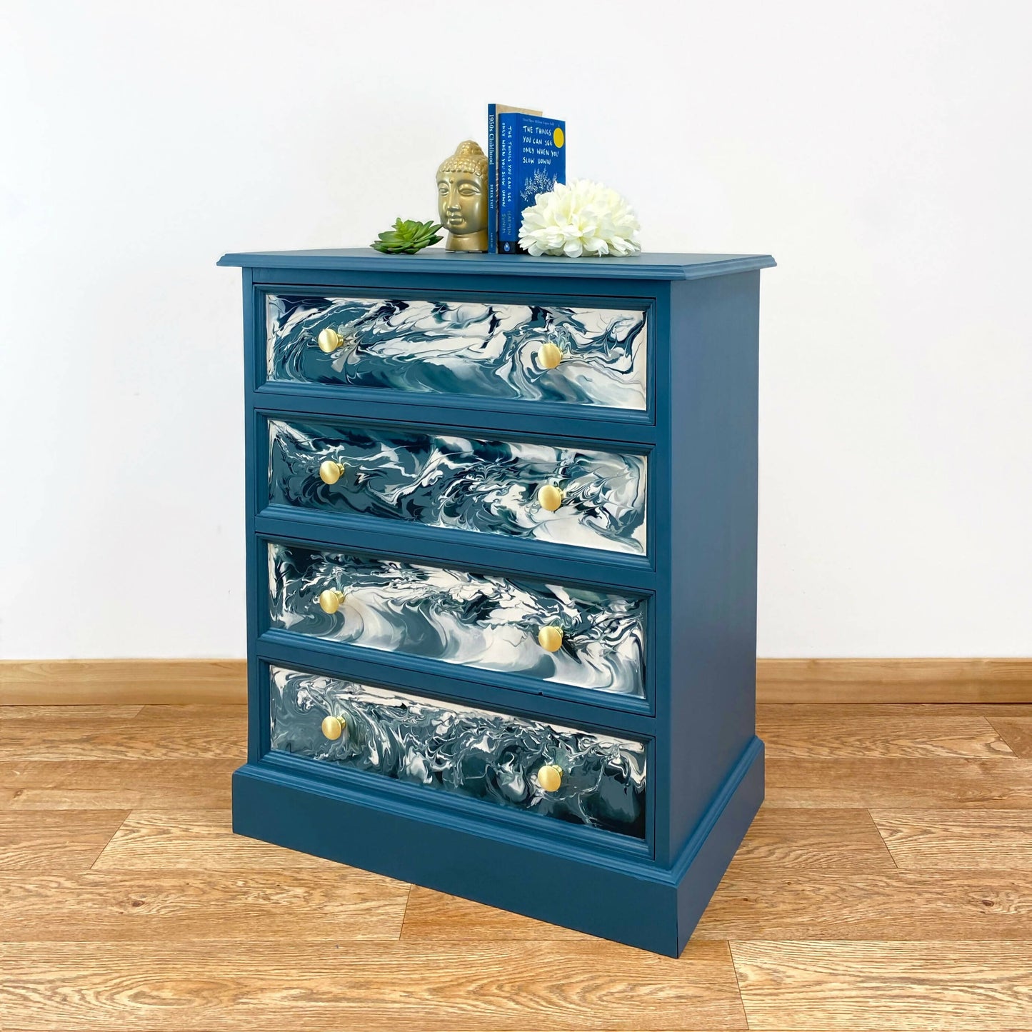 Chest of Drawers, Painted Pine Dresser, Blue Bedroom Furniture, Hallway Storage