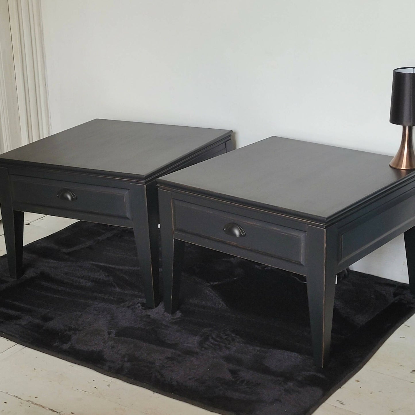 Pair of Black Vintage Bedside Cabinets