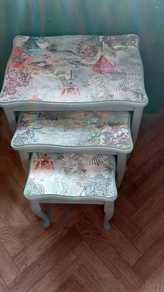 Nest of three upcycled tables