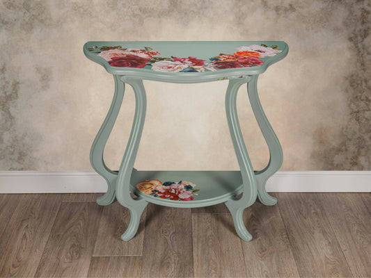 Upcycled Curvy Demi Lune Console Table