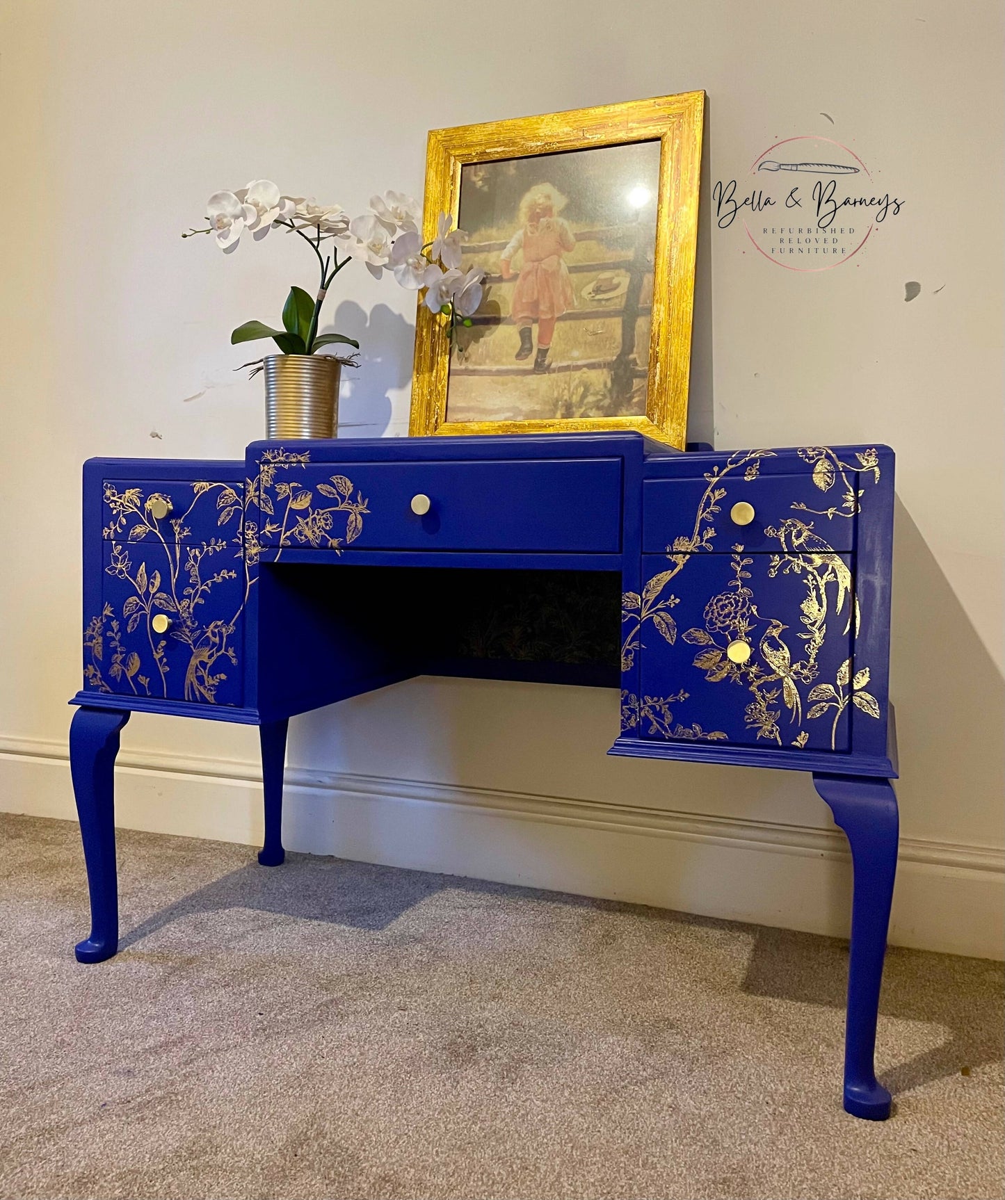 Blue Floral Vintage Dressing Table