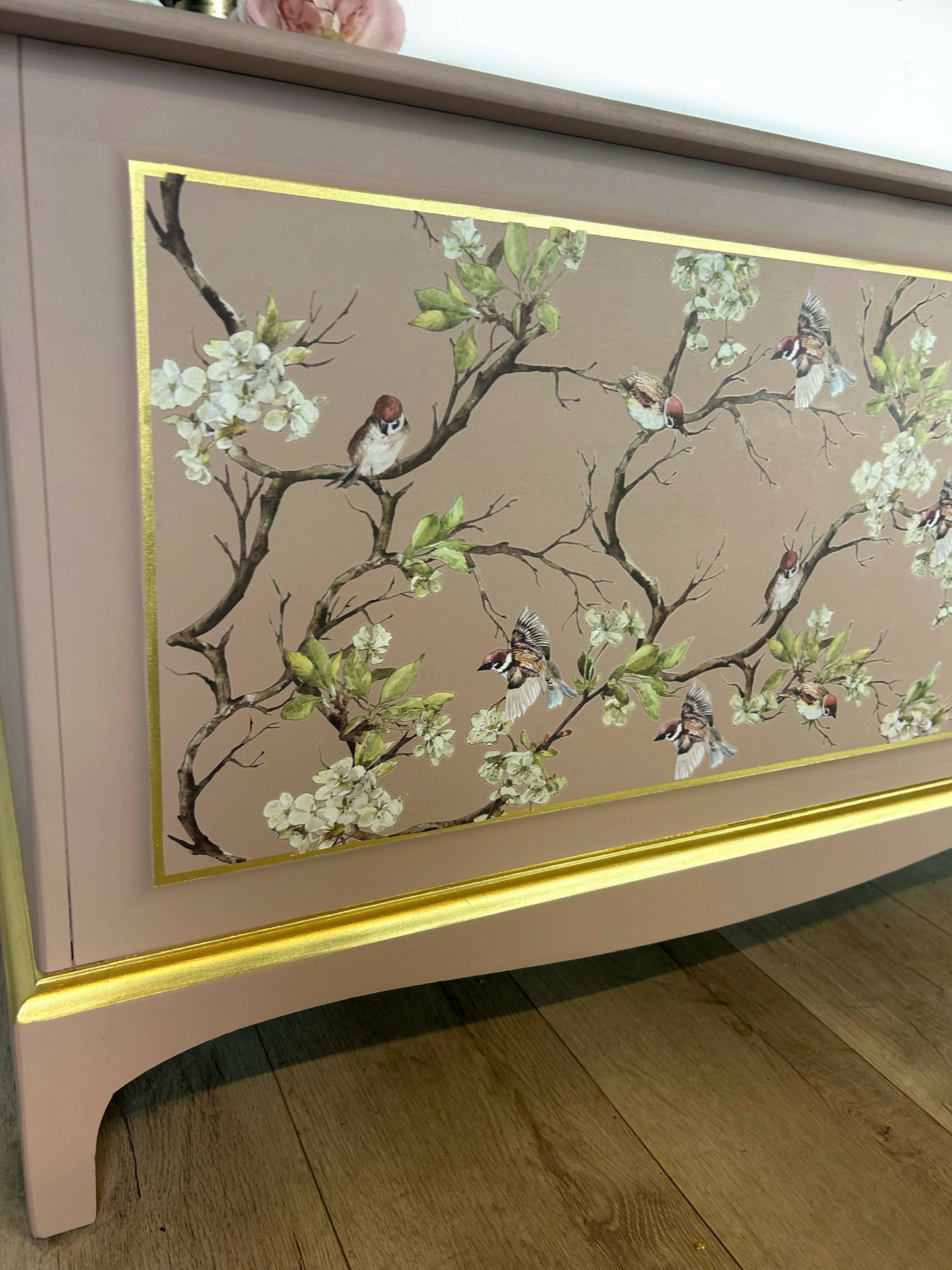 Pink and Gold Blossom Stag Blanket Box