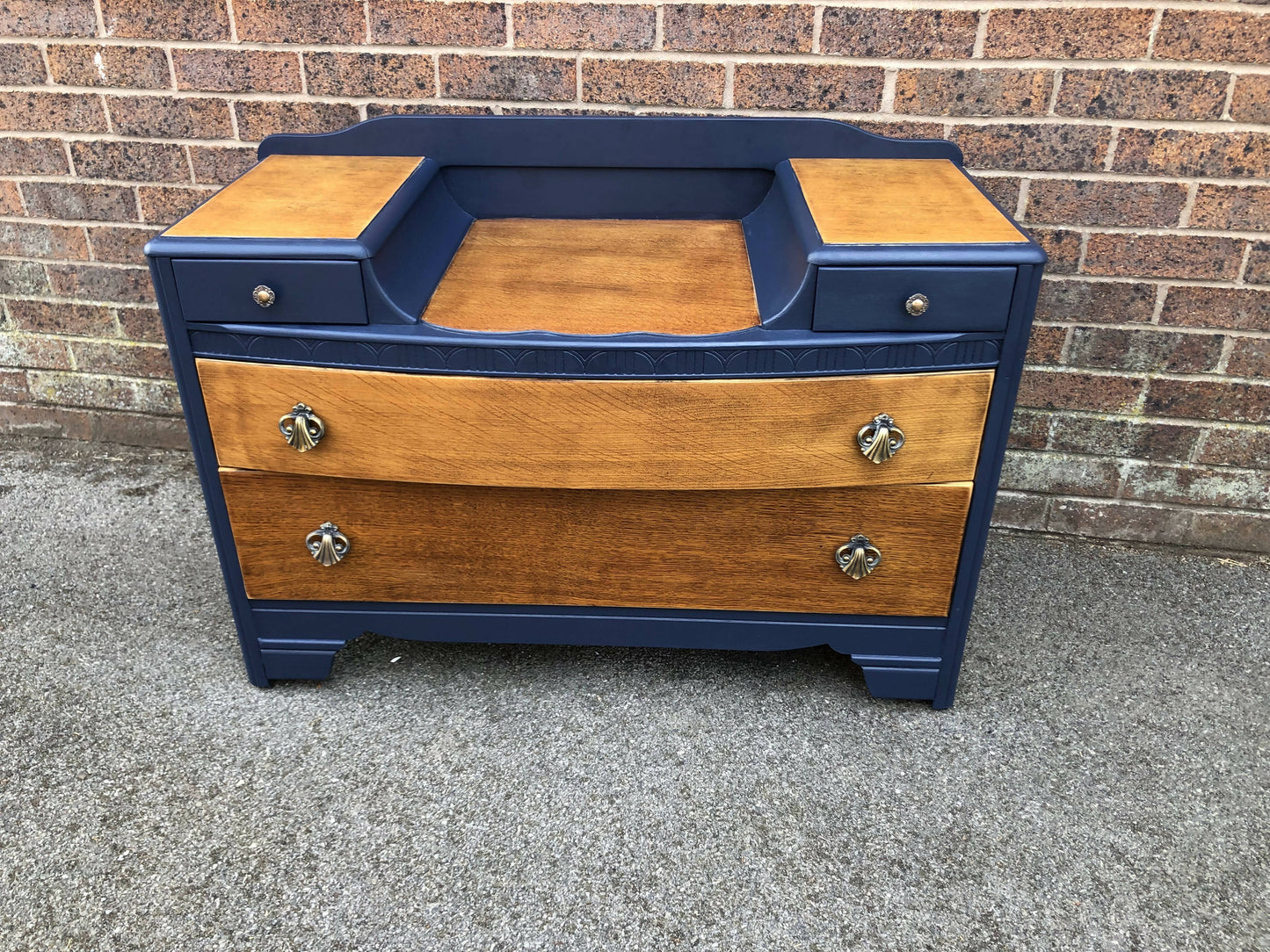 Vintage Bedroom furniture by Harris Lebus- painted Navy Blue Single Wardrobe & Dresser Drawers