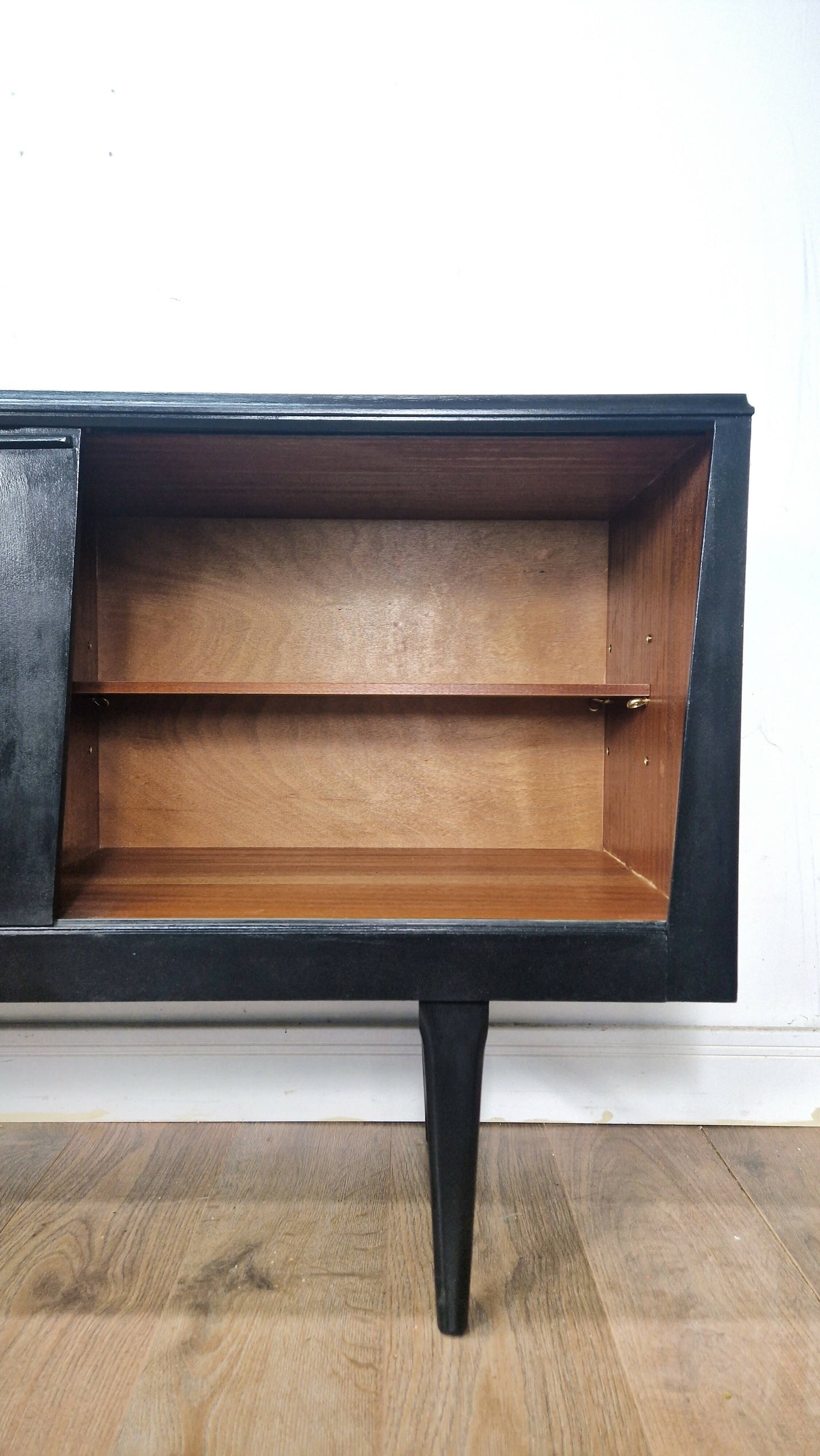 Black and teak midcentury modern sideboard