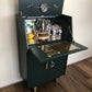 Mid Century Cocktail Cabinet, Drinks Cabinet, Home Bar in British Racing Green and Gold colour