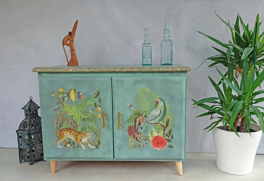 Tropical Jungle-Themed Two Door Cupboard