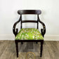 Antique Regency Mahogany Scroll Arm Desk Chair with Green Velvet Seating