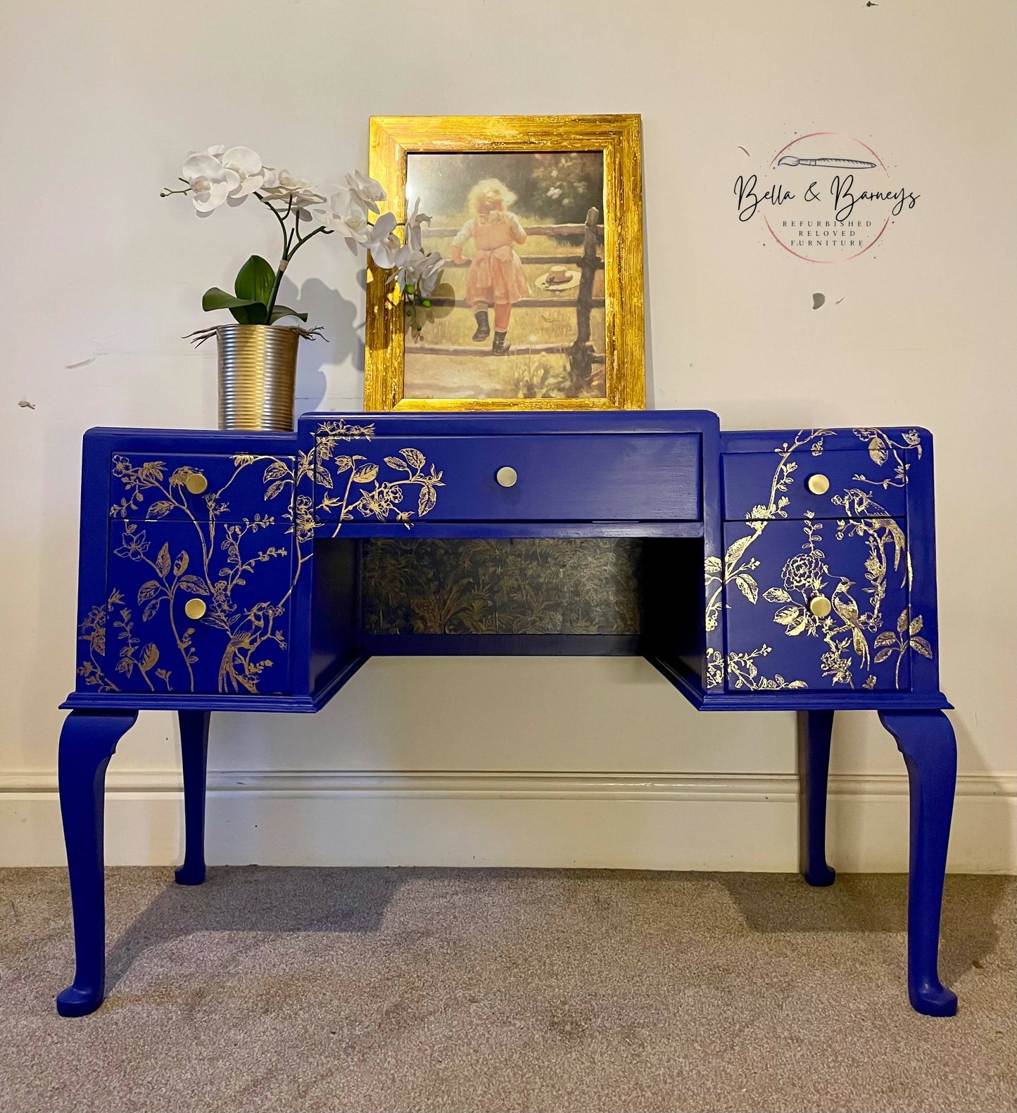 Blue Floral Vintage Dressing Table