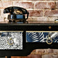 Desk, console table, black, painted, upcycled, decoupage