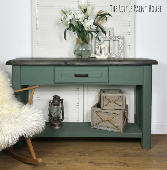 Solid Wood Green Console Table