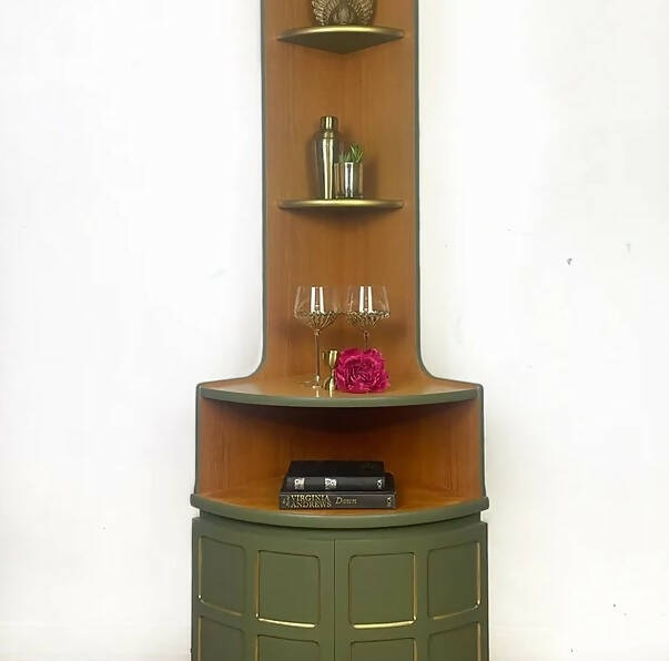 Nathan Teak Corner Unit in Green or Drinks Cabinet