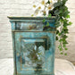 Vintage Blue Floral Painted Bedside Cabinets