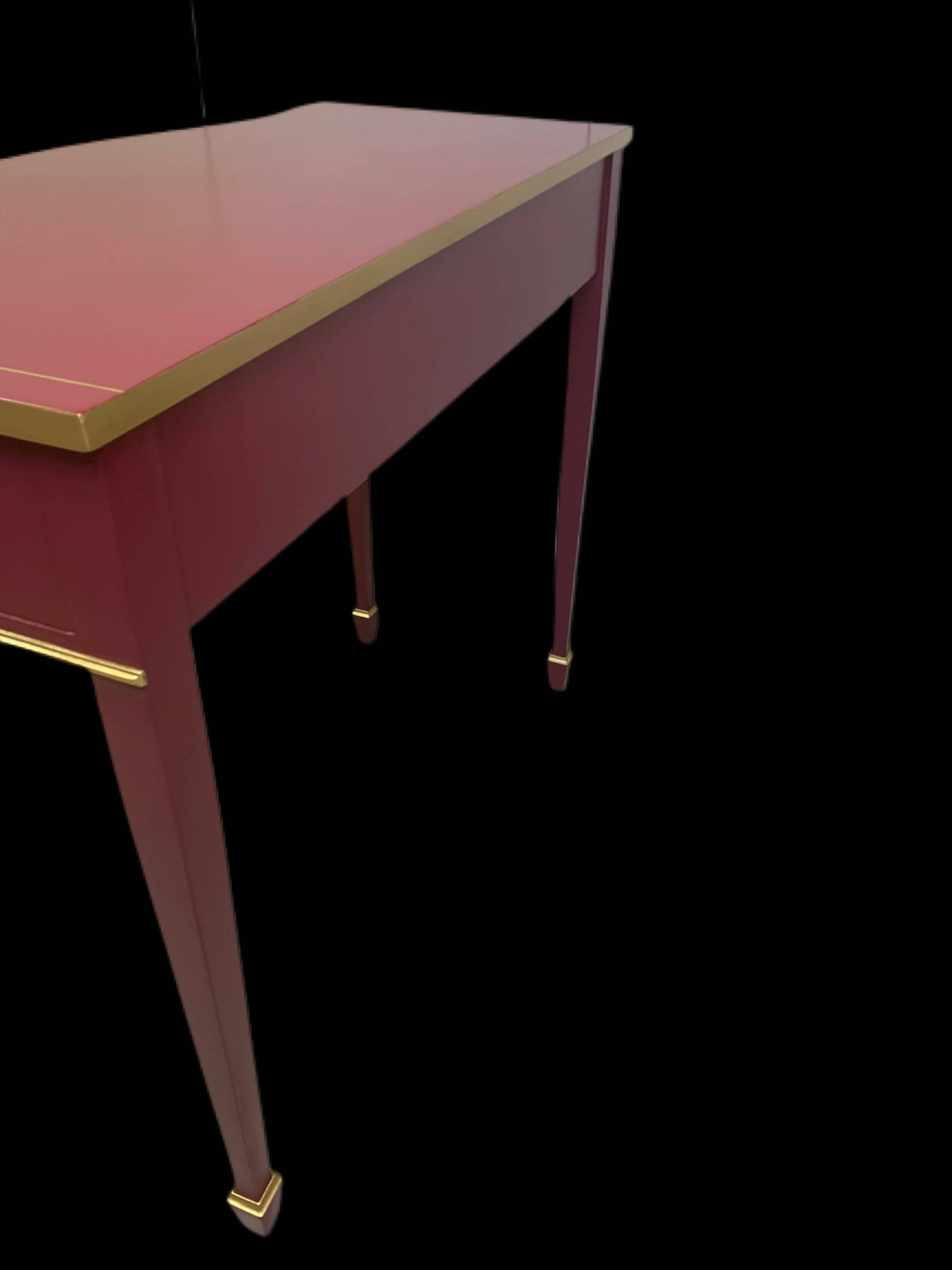 Hand painted Writing desk, Hall table, Console table with 2 curved drawers in Burgundy & Gold colour