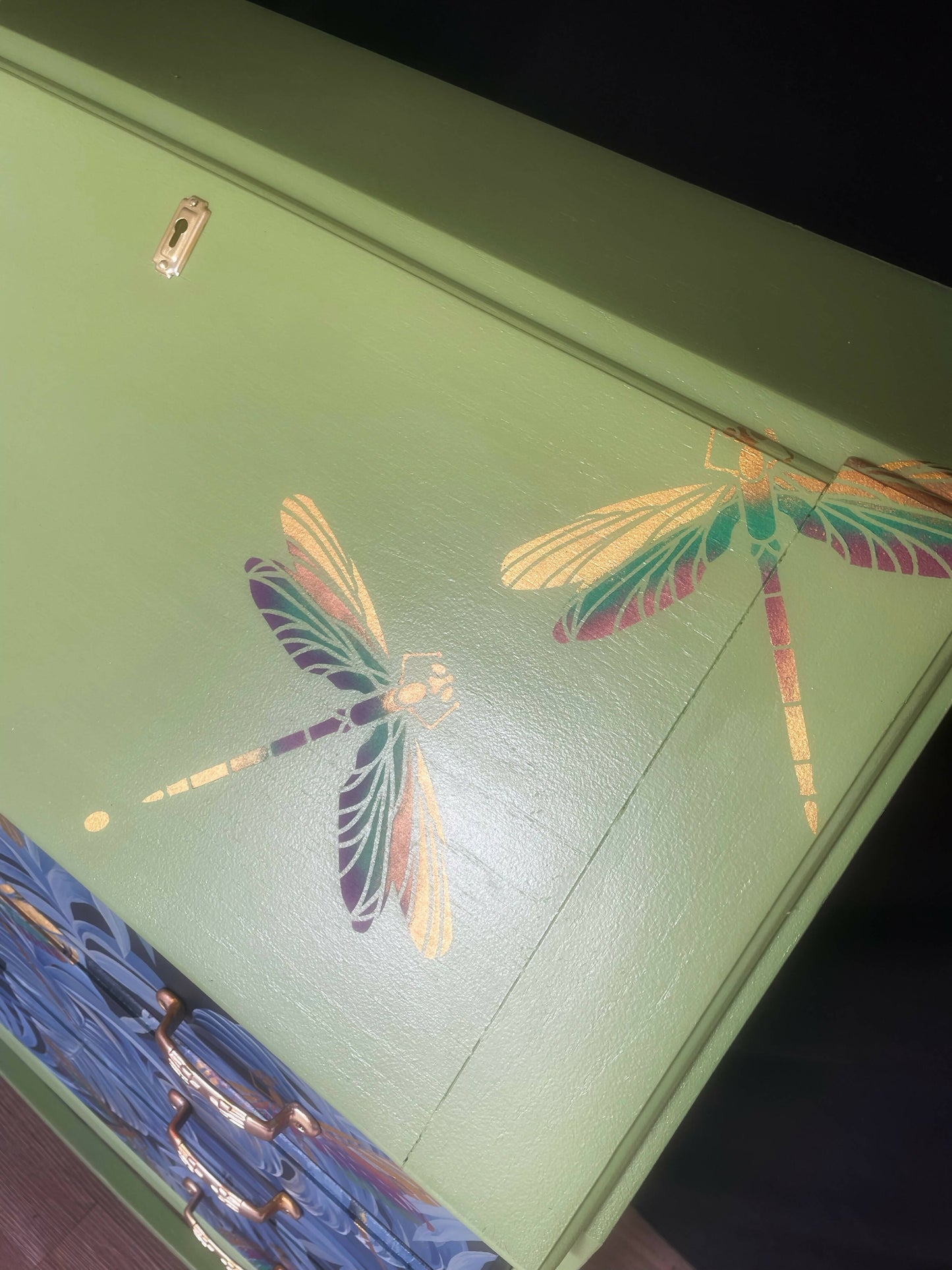 Hand painted dragonfly bureau