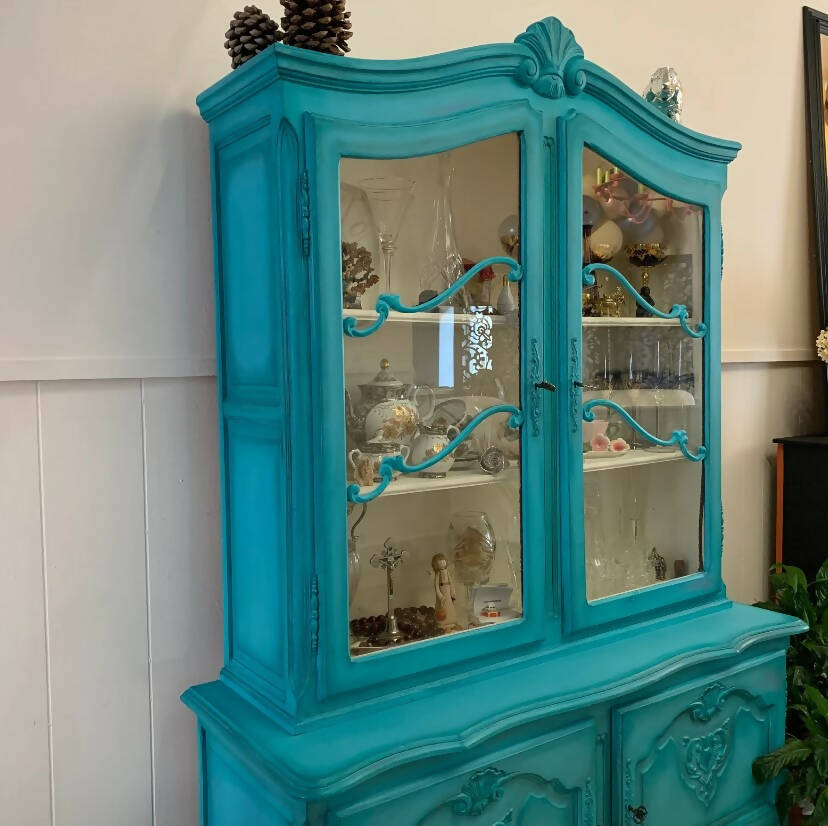 Large Carved Display Cabinet Dresser