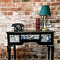 Desk, console table, black, painted, upcycled, decoupage