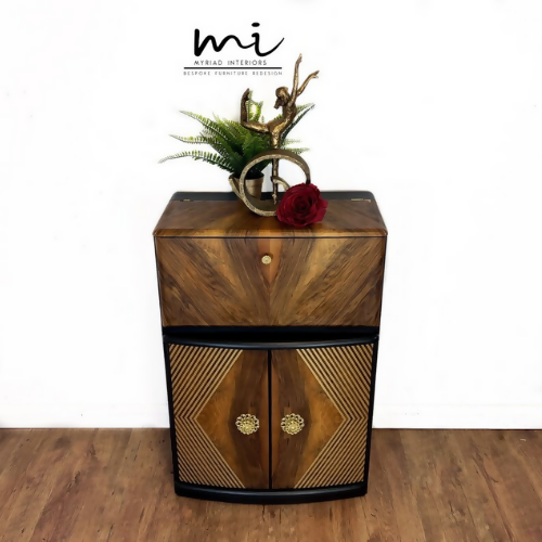 Art Deco Walnut Tall Drinks Cabinet