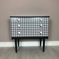 Schreiber Retro chest of 3 drawer/ Side table, Hand painted in black satin colour, Decoupaged with dogtooth pattern/ Marble handles