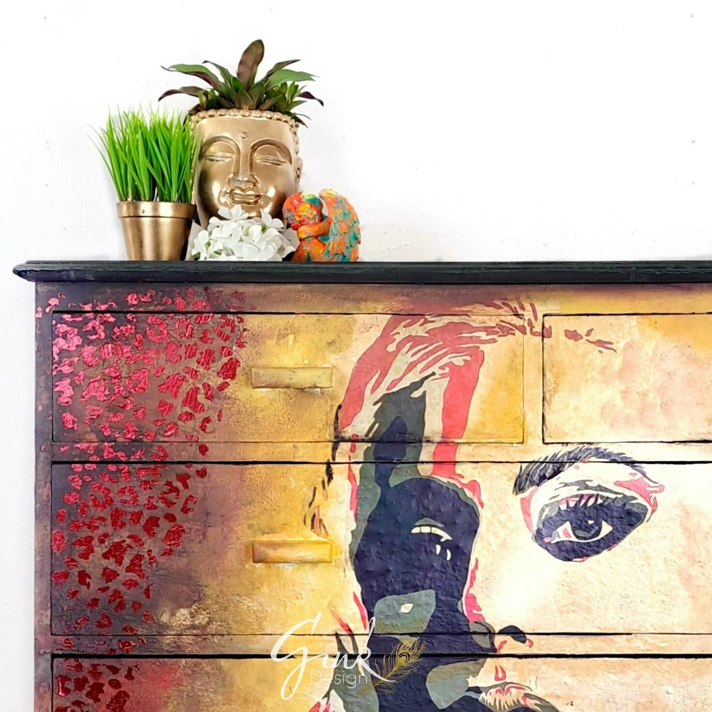 Vintage Lady Gaga Upcycled Chest of Drawers