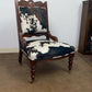 Reupholstered cowhide Victorian chair