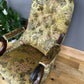 Victorian mid 19th century rosewood and buttoned antique nursing side chair- new traditional upholstery