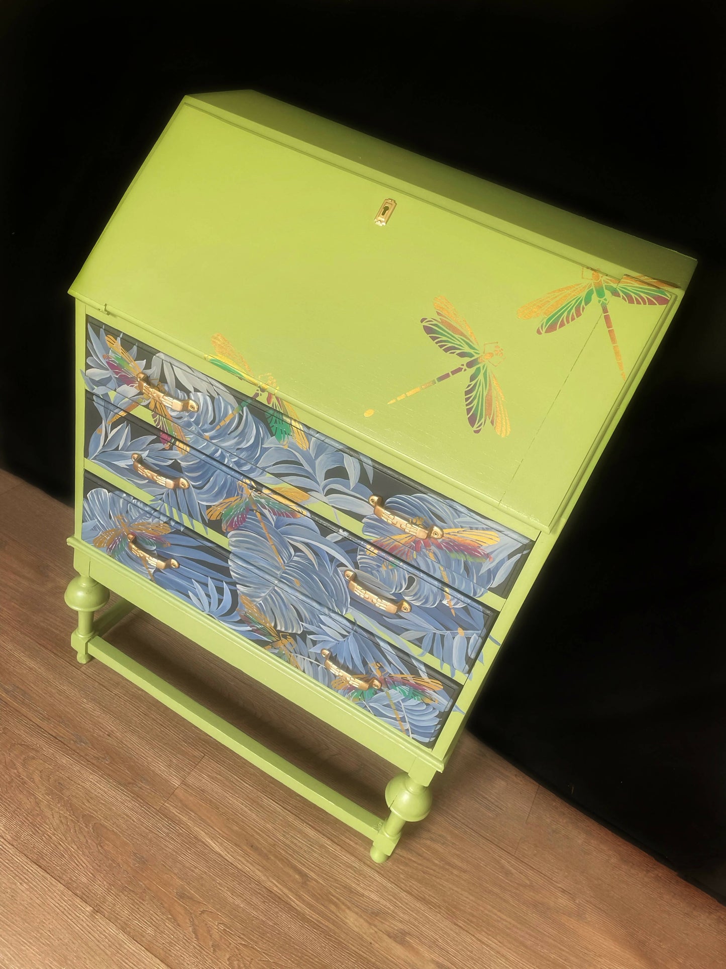 Hand painted dragonfly bureau