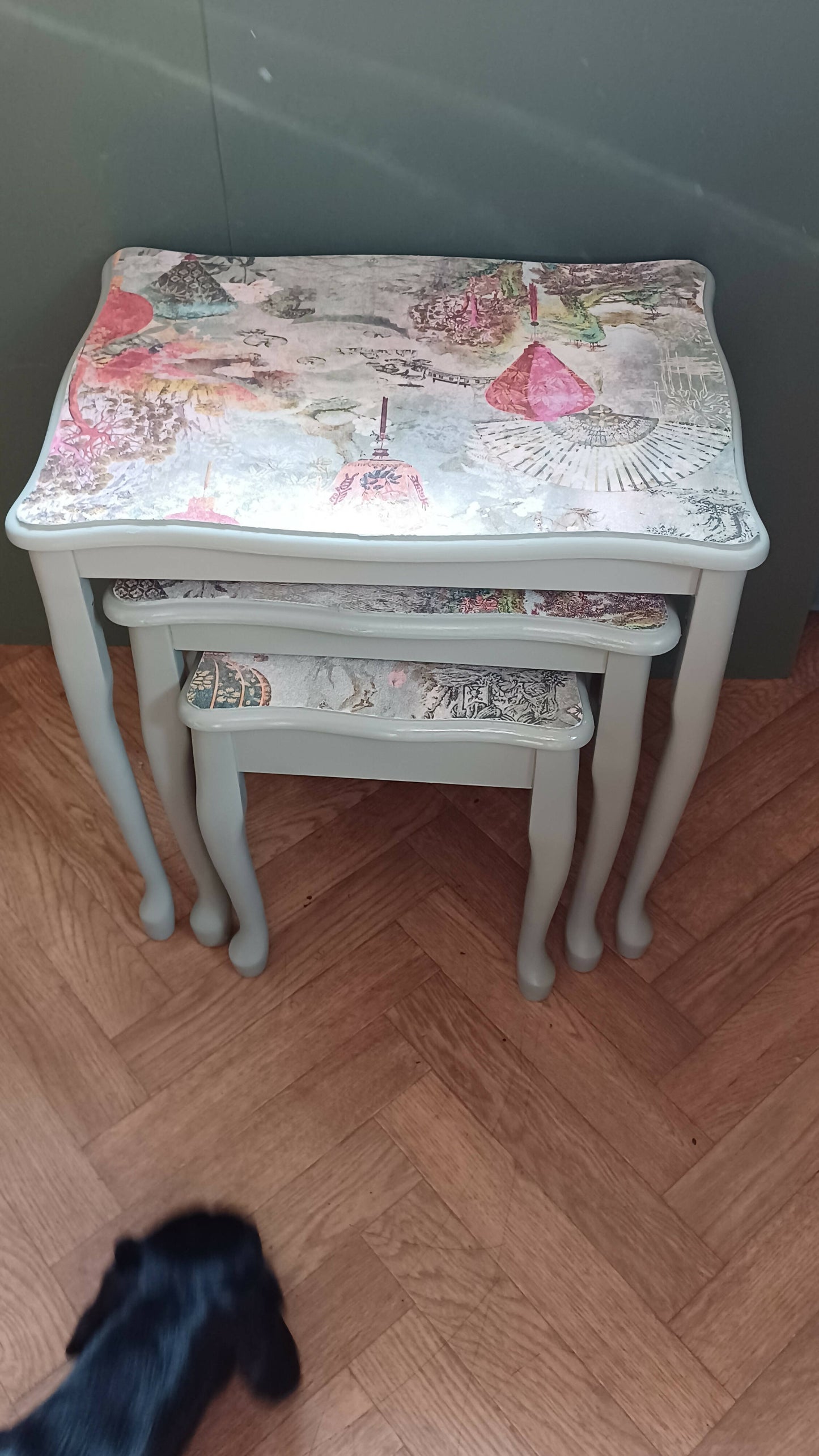 Nest of three upcycled tables