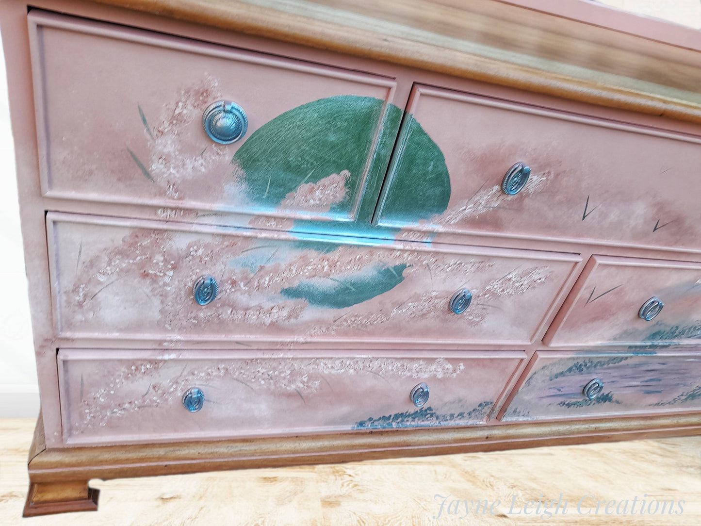 SOLD Pink Vintage Merchants Chest of Drawers