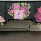 SOLD SOLD Black and Pink Floral Dressing Table / Sideboard