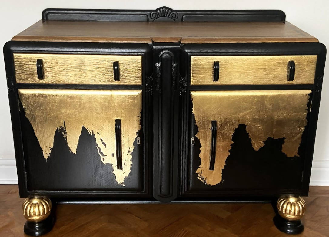 Black and Gold Art Deco Sideboard