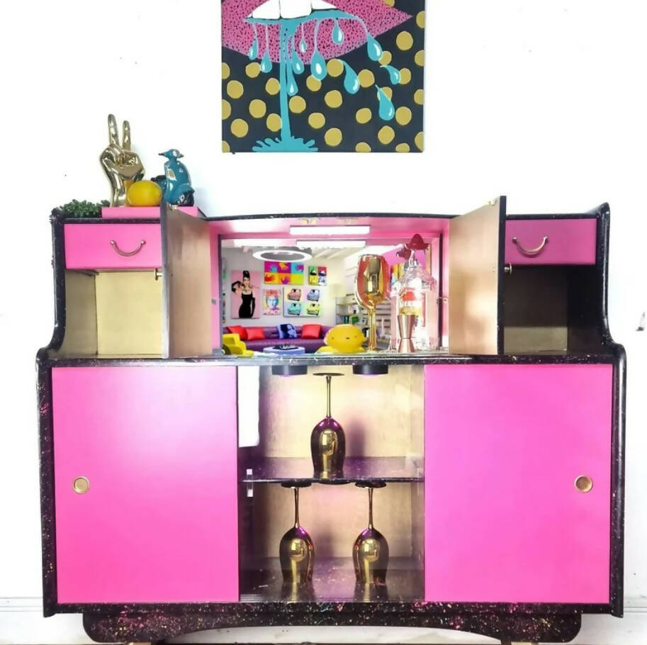 Pink deals bar cabinet