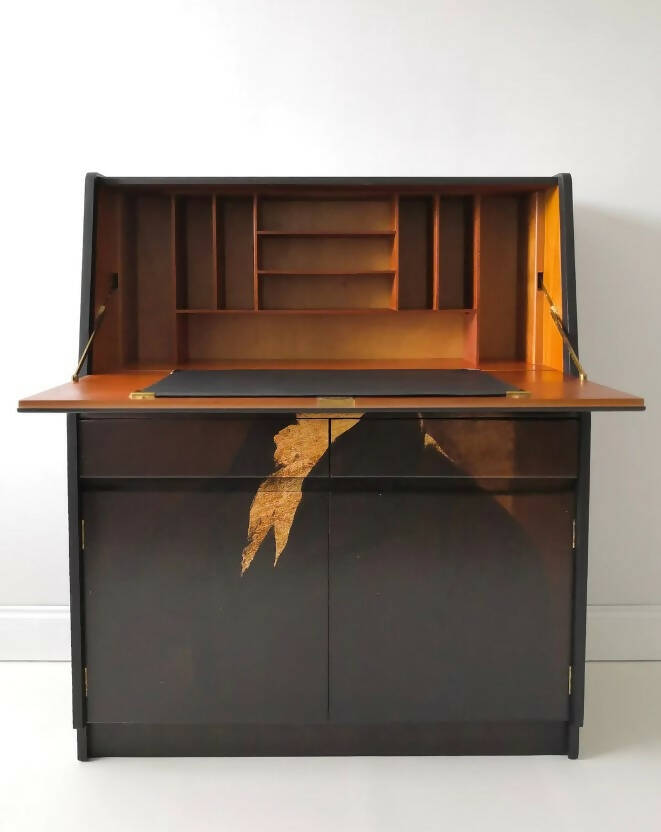 Vintage Upcycled Remploy Bureau. Painting: Masked Hamilton