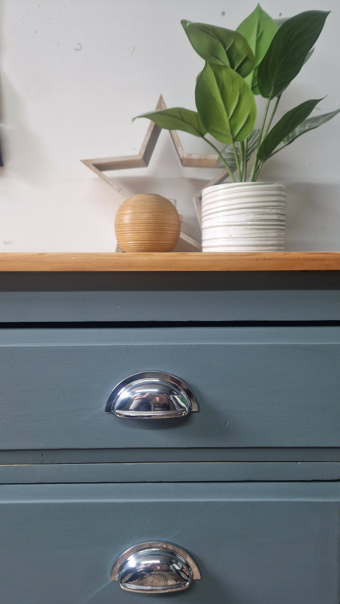 Vintage Blue Pine Chest of Drawers