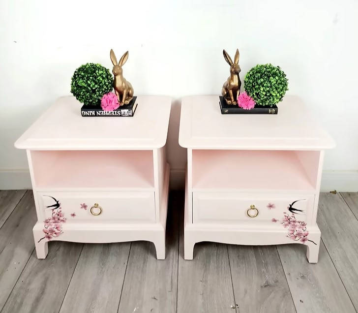 Stag Vintage Pink Bedside Cabinets