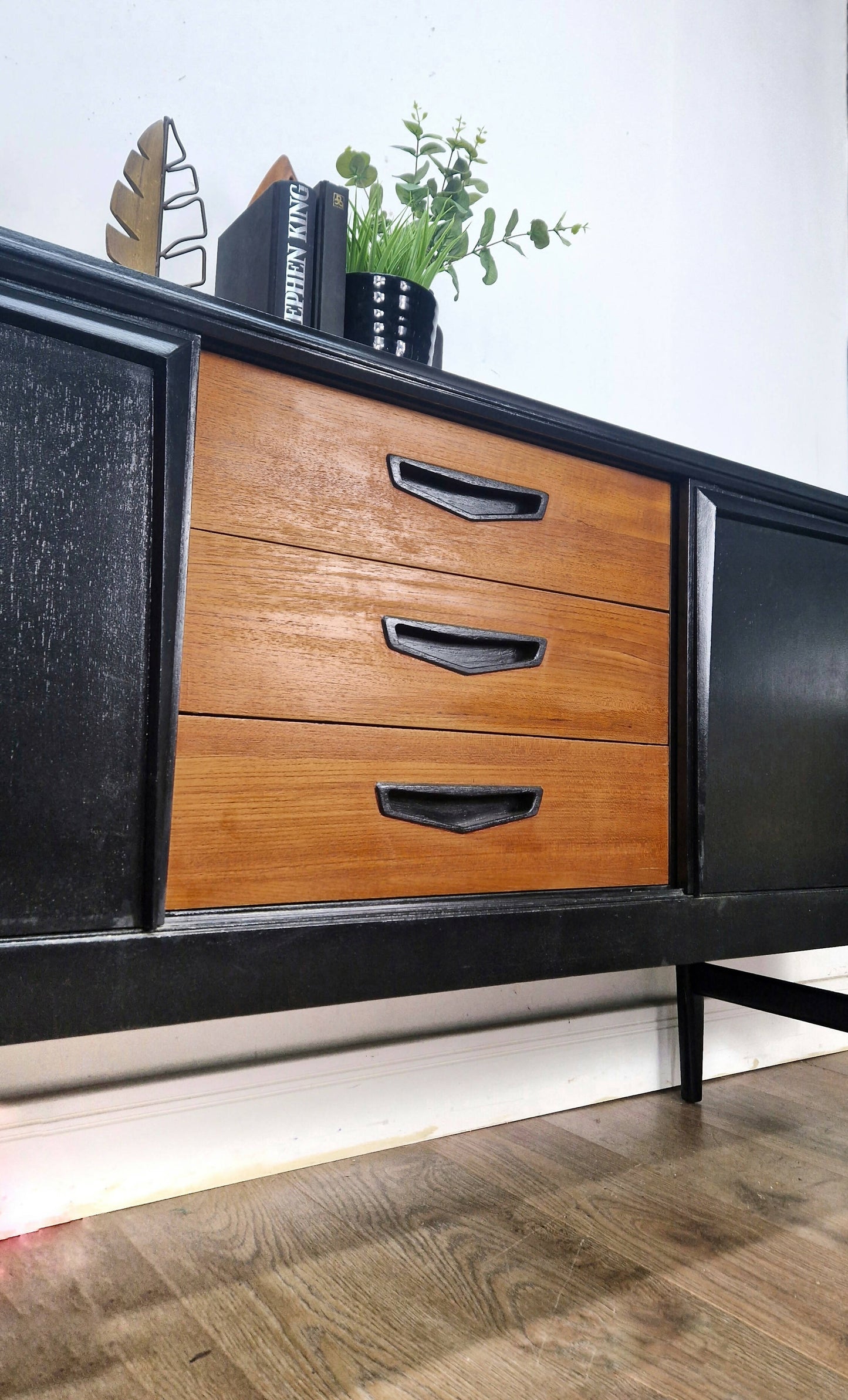 Black and teak midcentury modern sideboard