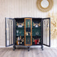 An exquisite vintage drinks cocktail cabinet decoupaged in a striking blend of emerald green and black crane fabric. Sold, commission available.