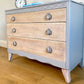 Harris Lebus MCM three drawer Art Deco Chest Of Drawers Hand Painted Gold Handles Vintage dresser dressing table