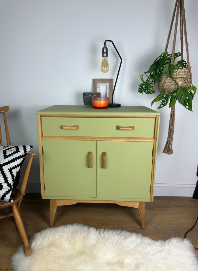 Lime Green G Plan Chest Drawers Sideboard Drinks Cabinet Cupboard Teak Unit