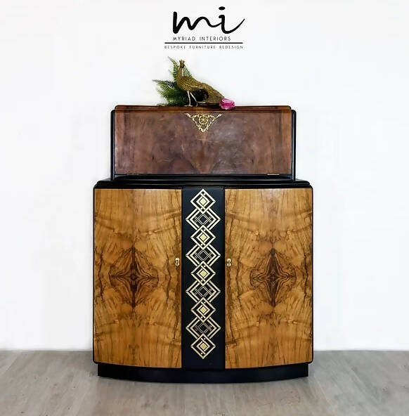 Large Art Deco Walnut Drinks Cabinet - commissions available