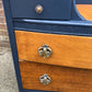 Vintage Bedroom furniture by Harris Lebus- painted Navy Blue Single Wardrobe & Dresser Drawers