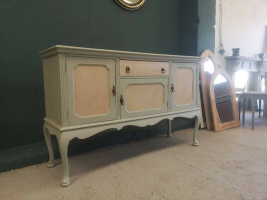 Queen Anne style sideboard, restyled and painted a soft green & mottled Neutral