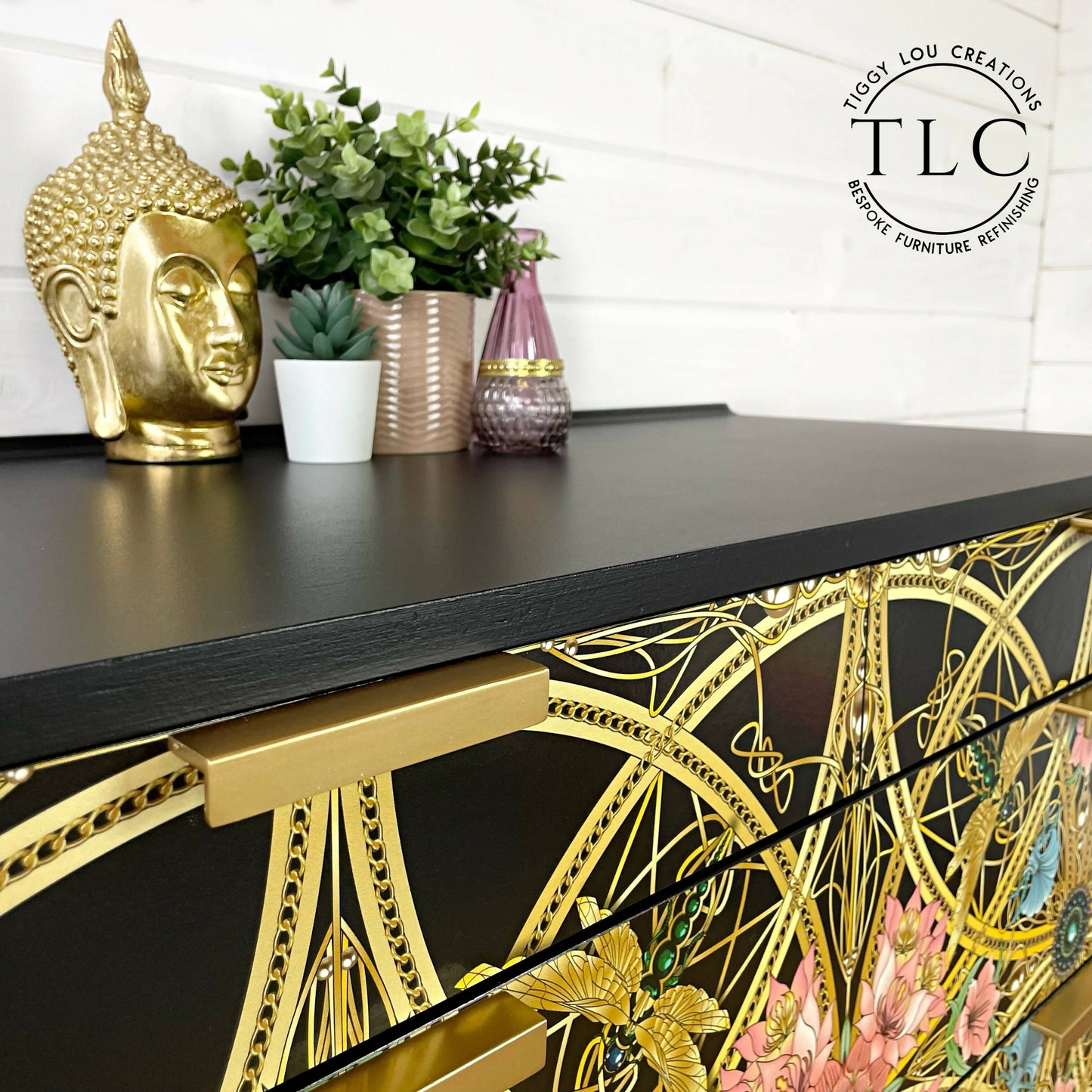 Decoupaged mid century sideboard - in stock